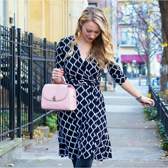 WHITE HOUSE BLACK MARKET Faux Wrap Tile Print Dress - Picture 2 of 16